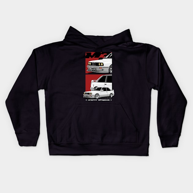 Classic E30 Sport Car Kids Hoodie by milatees